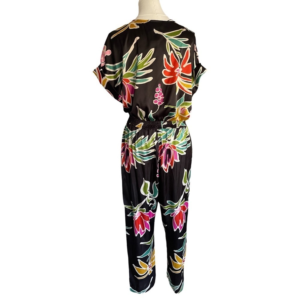 Zara Black Floral Print Satin Jumpsuit Women’s Large - Picture 10 of 16